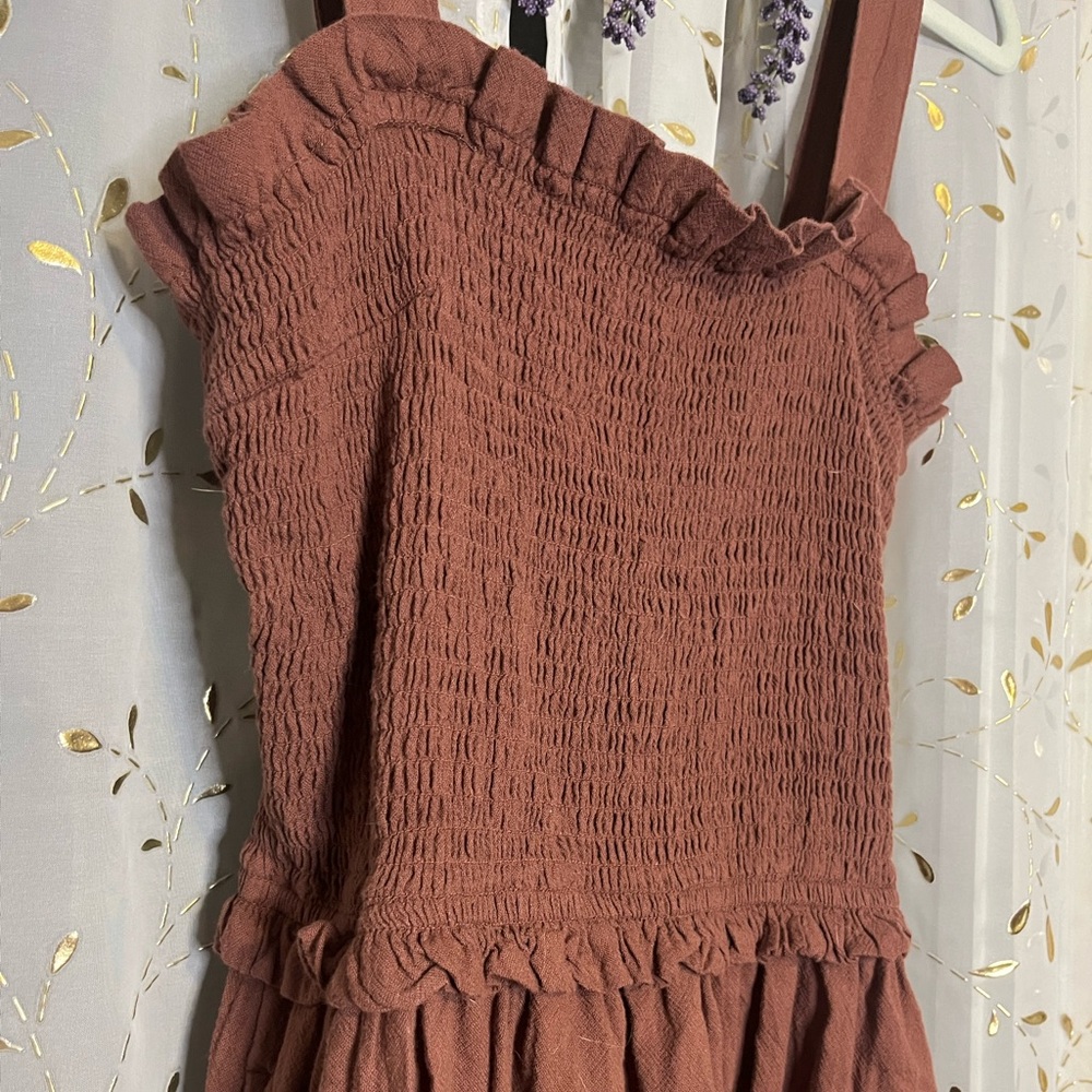 Ruffled Brown Sleeveless Dress